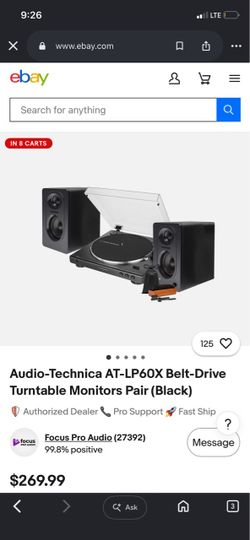 Audio-Technica AT-LP60X Belt-Drive Turntable Monitors Pair (Black)