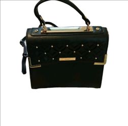 Dune London Black Studded Cut-Out Top Handle Bag Gold Hardware Detachable Strap