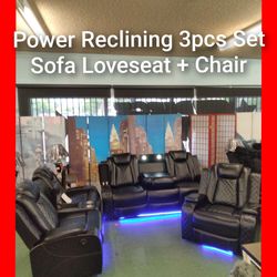 👍 Power Reclining Sofa Loveseat and Chair