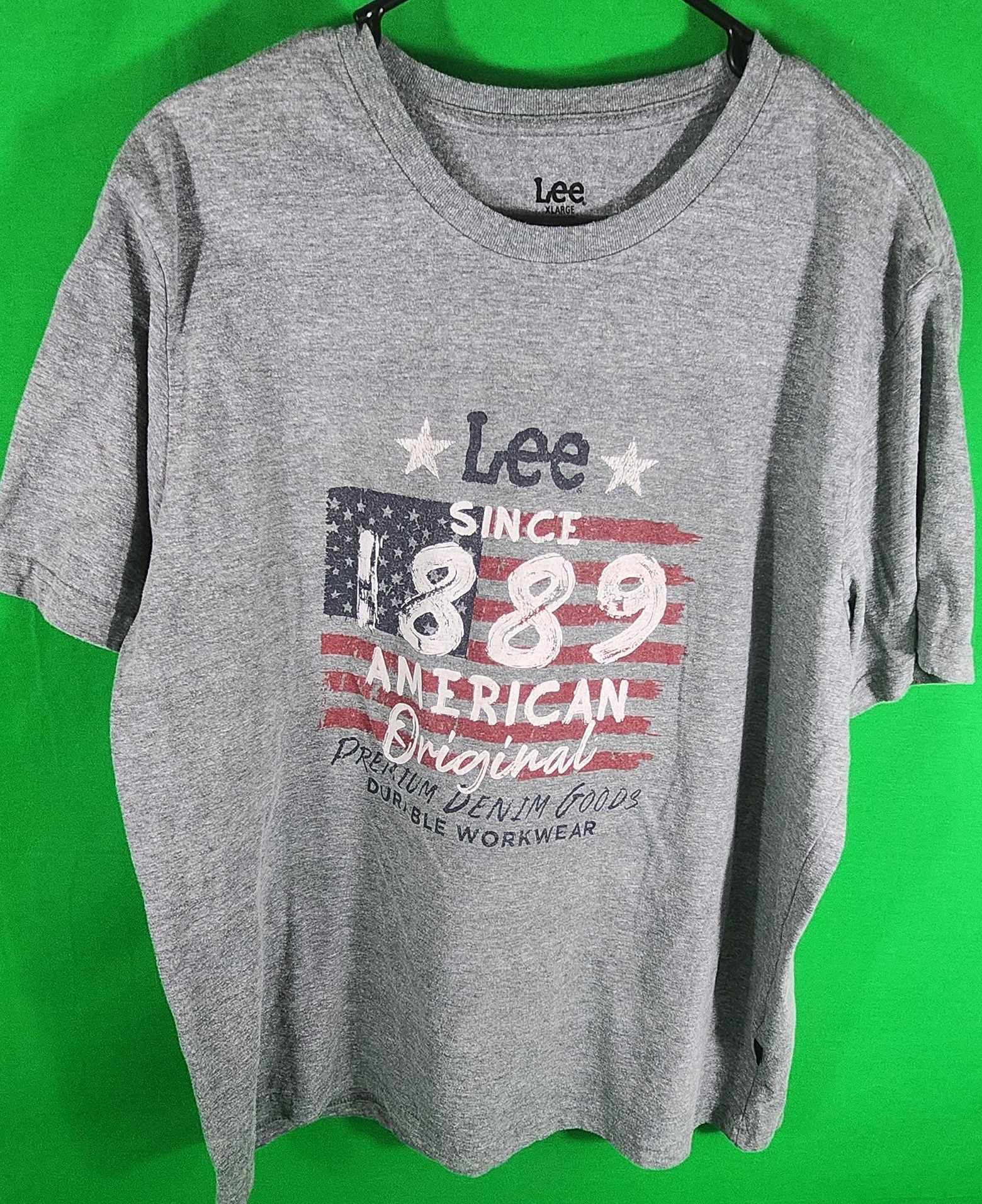 Lee Mens Size XL Gray Graphic Pullover T-Shirt Top