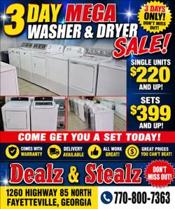 3Day Mega Washer & Dryer Sale