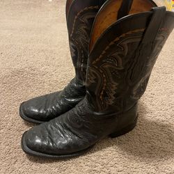 10 1/2  Black Ostrich Lucchese Boots 