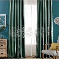 6 Long Window Curtain Drapes Velvet And Grommet Panels 