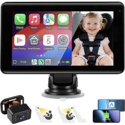 Brand New 7" Wireless CarPlay Screen with Baby Car Camera- Apple CarPlay & Android Auto