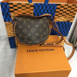 Louis Vuitton Tambourin Coated Canvas Brown Crossbody Bag. dimensions 7x7x3. New