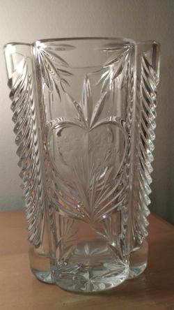 Vintage lead crystal vase and matching napkin holder