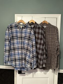3 Flannel Long sleeve Shirts (2Carhartt,1 Nautica)