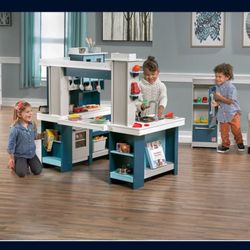 Grand Walk-In Wooden Kitchen Set for Kids Blue