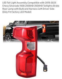 LED Tail Light Assembly Compatible with 2019-2023 Chevy Silverado 1HD 3500HD Taillights Brake Rear Lamp with Bulb and Harness Left Driver Side