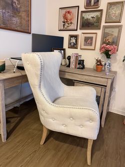 Tufted cream Ashley Furniture accent chair