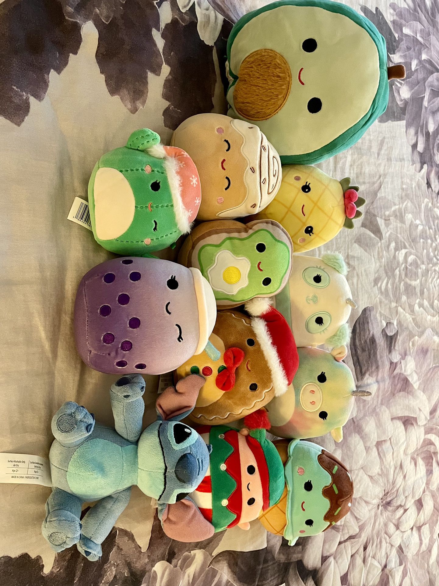 plushies- squishmallows and stitch