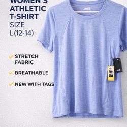 AVIA Women’s Athletic T-Shirt Size L 12-14 Blue Short Sleeve Activewear Top NWT