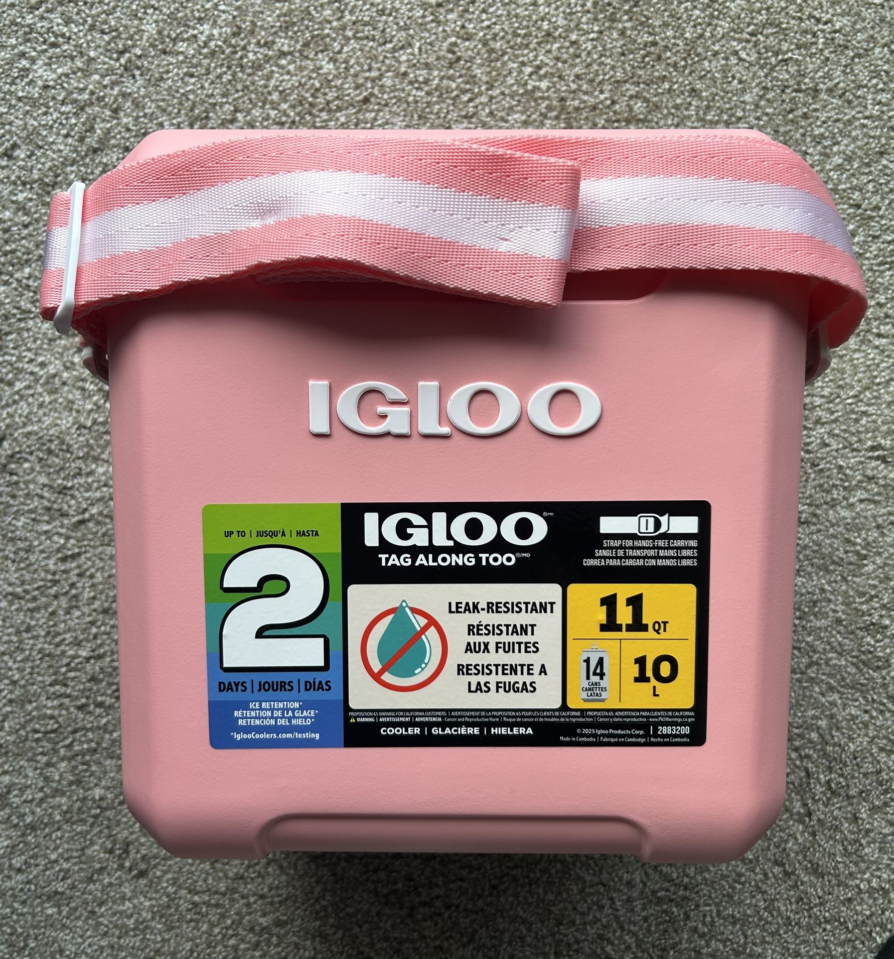 Igloo 11 QT Tag-A-Long Hard Sided Cooler – Pink – Brand New
