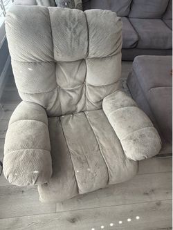 Oversized Fabric Grey Recliner Chair