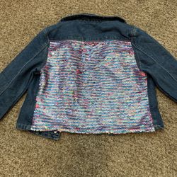 Girls Sequin Jean Jacket Size L 10 $10