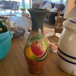Large Fruit Painted Vase
