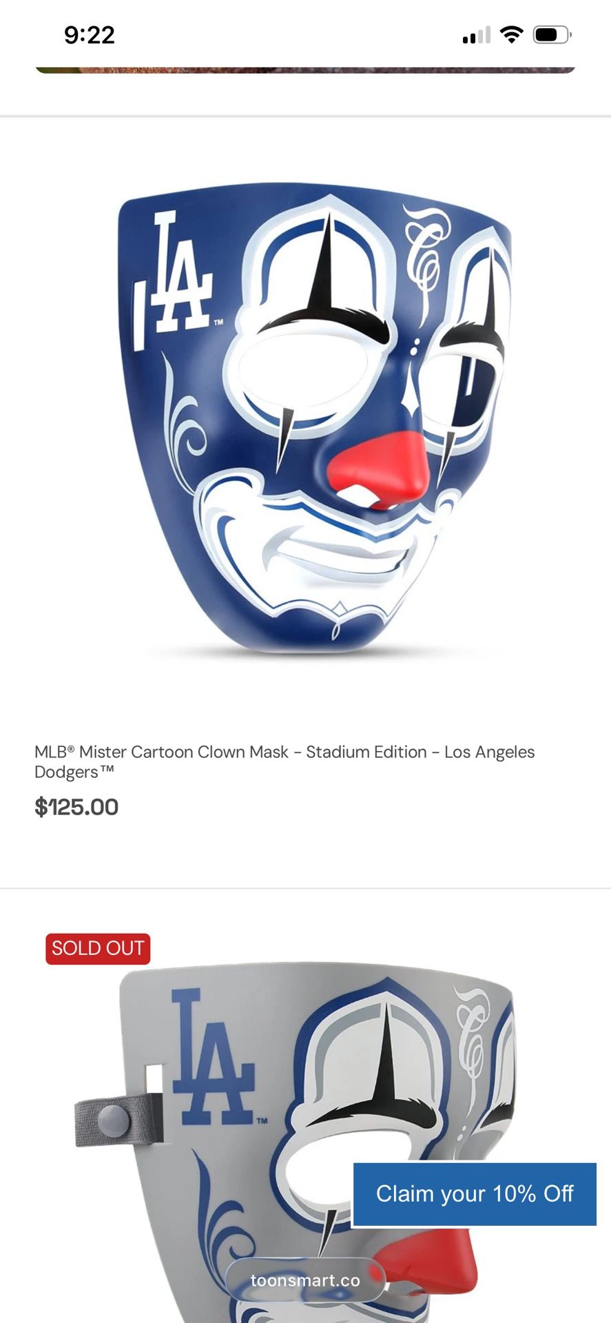Mr. Cartoon Dodgers Mask
