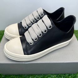 RICK OWENS LUXOR LOW SNEAKS BLACK MILK NEW SNEAKERS SHOES SIZE 7 10 40 44 A1