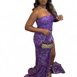 purple sequin gown 