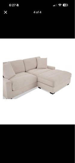 Beige Fabric Sectional Sofa with Chaise