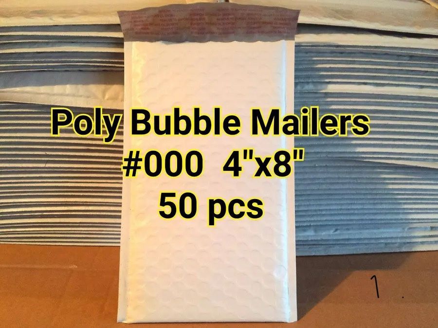 50 4 x 8 000 White Padded Poly Envelopes Self Seal Bubble Lined Shipping Mailing Mail Ship Shipping 