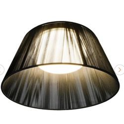 13 in. Black Mesh Japandi Design LED Flush Mount Ceiling Light Black