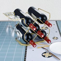 Wine Rack with Glass Shelf Countertop