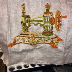 Vintage Steampunk-  Antique Sewing Machine Cross Stitch