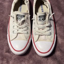 $24-Converse 7.5w Elastic Back White Shoreline Boat Shoe