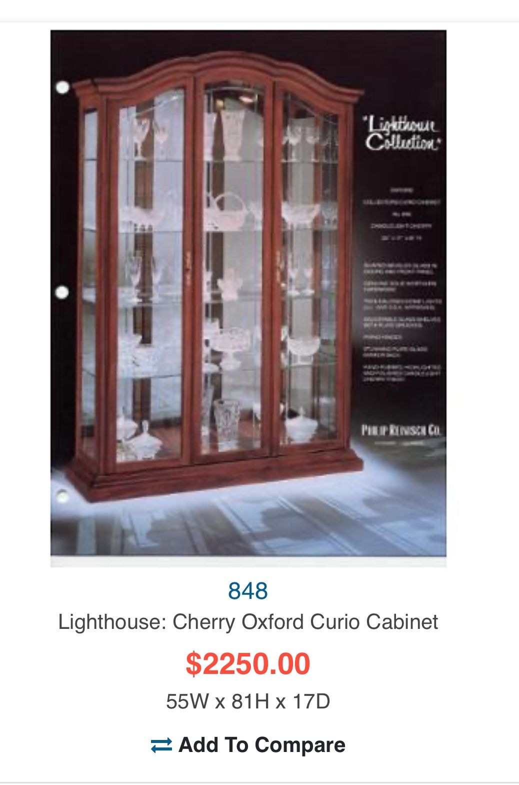 🔥LIGHTHOUSE CHERRY OXFORD CURIO CABINET!