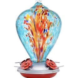 Muse Garden Hummingbird Feeders for Outdoors Hanging, Blown Glass Hummingbird Feeder Gifts for Women, Garden Decor Backyard Decor, Unique Gardening Gi