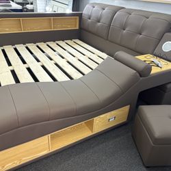 SALE💎Eastern King Italian Leather w/ Massage Chaise (Mattress is not Included)
