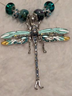 Dragonfly Necklace European Beads New Handmade