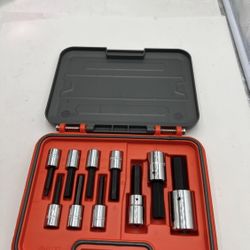 Proto 10-Piece Hex Bit 3/8" & 1/2" Drive J52210H in Blow Mold Case Rubber Sealed