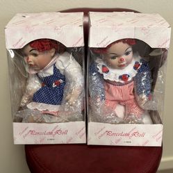 Kinnex Porcelain Clown Dolls – Set of 2 – New in Box