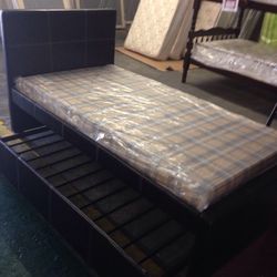 FAUX LEATHER TWIN/TWIN TRUNDLE BED,GREAT SPACE SAVER
