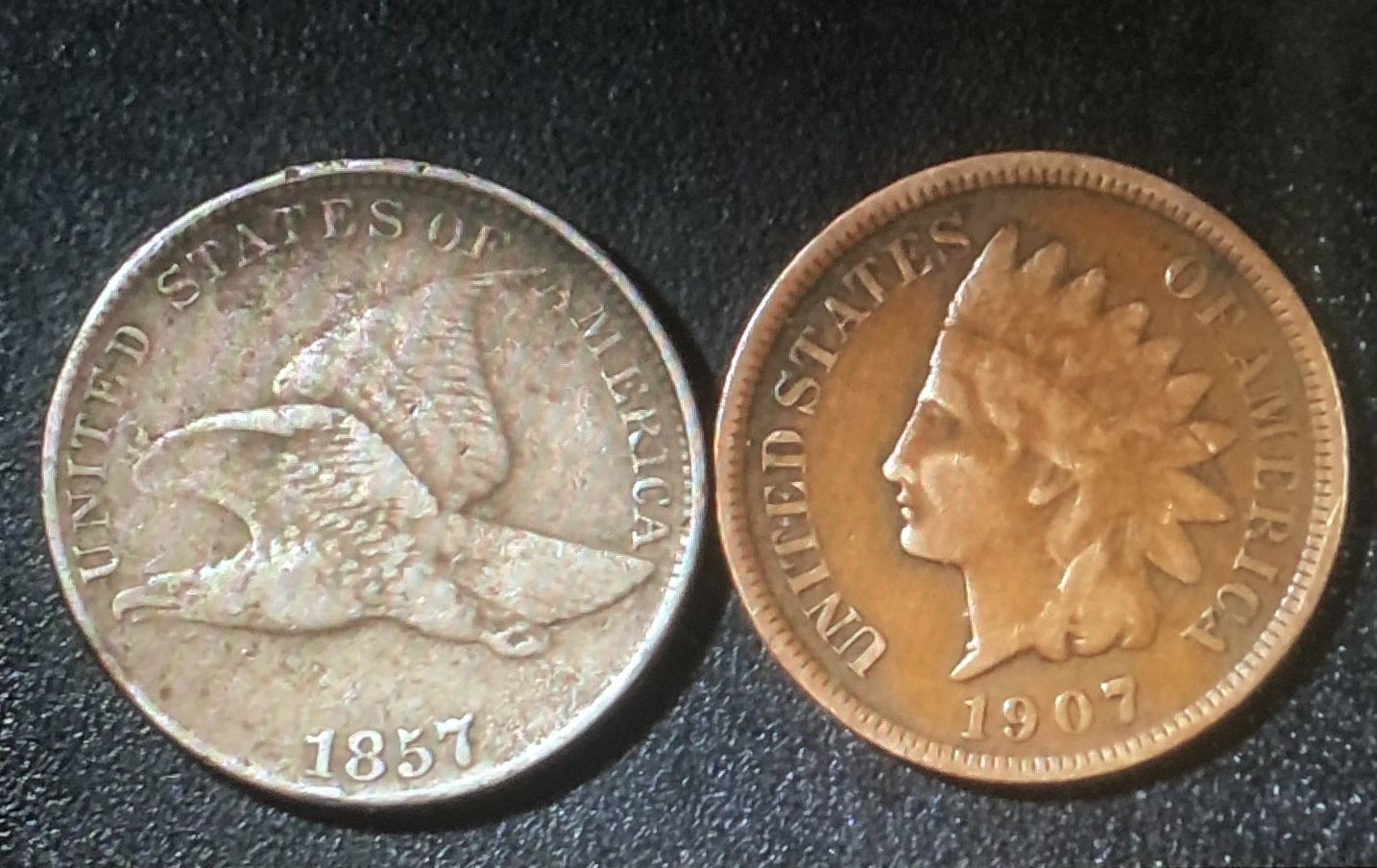 1857 Flying Eagle Cent And Indian Head Pennies 
