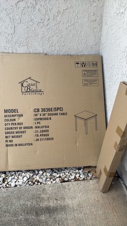 Casa Blanca 36x36 Square Table Espresso