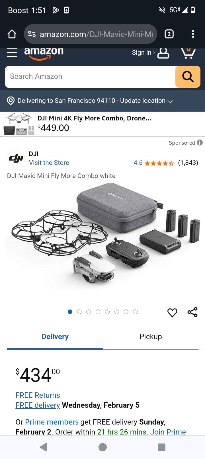 Mavic Mini Drone NO BATTERY OR CHARGER 