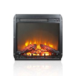 18" Electric Fireplace Insert, Ultra-Thin Fireplace Heater with Log Set & Realistic Flame, Over Heating Protection, Low Noise, 1400W, Black, New 