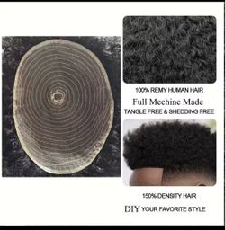 Human hair curly male toupee
