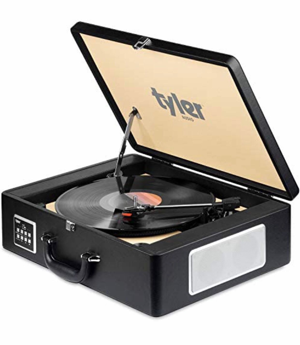 Tyler Bluetooth Briefcase Vinyl Record Player Classic Turntable Stereo System with Built-in Speakers, MP3 Player and USB Recording, Bluetooth, Headpho