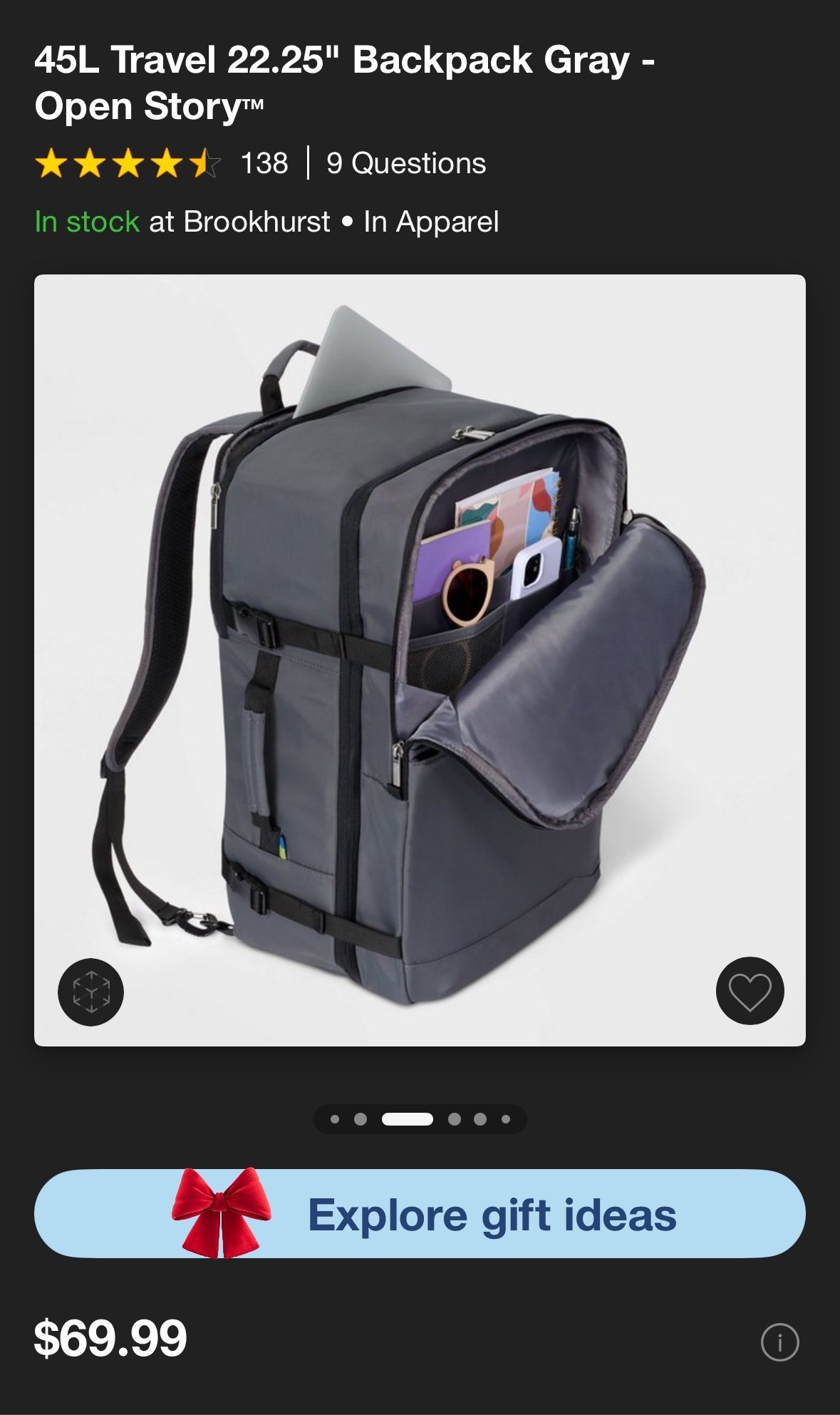 45L Travel Backpack Black- Open Story