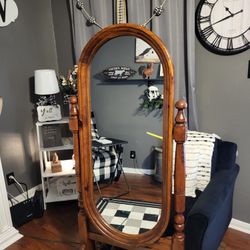 Antique stand up swivel mirror