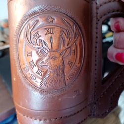 Tooled Leather Beer Mug Possibly Elks Club