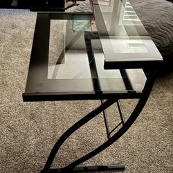 Black Two Tiered Glass Desk
