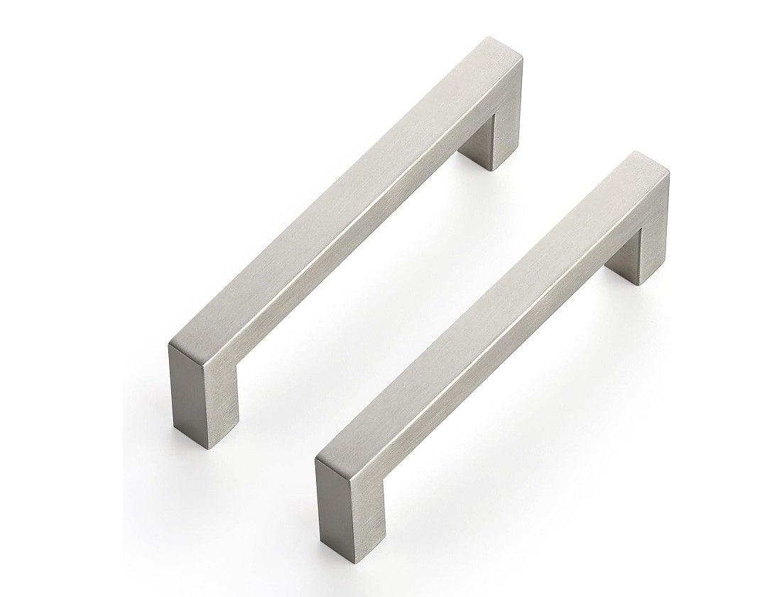 20 Pack 5" (4-1/2" Hole Center) Kitchen Square Cabinet Handles - Brushed Nickel