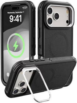 for iPhone 17 Pro Max Case with Stash Stand,[3-Layer-Protection][Compatible with Magsafe] Military-Grade Shockproof Heavy Duty Phone Case for iPhone 1