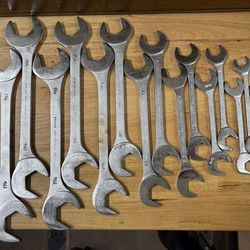Cornwell 19PC SAE Angle Head 4 Way Open End Wrench set 3/8” Thru 1-1/2” USA Mac