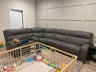Gray modular power reclining sectional with console